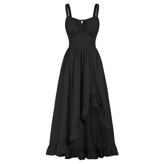 Renaissance Dress for Women, Sleeveless Ruffle Hem Sundress, Cottagecore Corset A-line Vintage Maxi Dress