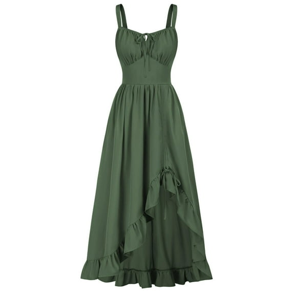 Renaissance Dress for Women, Sleeveless Ruffle Hem Sundress, Cottagecore Corset A-line Vintage Maxi Dress