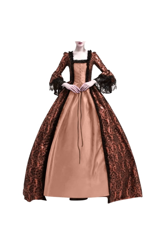 Renaissance Dress for Women Victorian Costume Long Sleeve Medieval Gown Vintage Halloween Cosplay Outfit