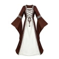 thumbnail image 1 of Renaissance Dresses for Women Pirate Floor Length Dresses Retro Medieval Party Bell Sleeve Halloween Costumes Brown XXXL, 1 of 3