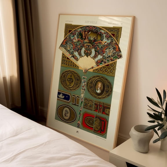 Renaissance Fan Antique Ornamental Motifs Rococo Era European Wall Decor Unframed Paper Print