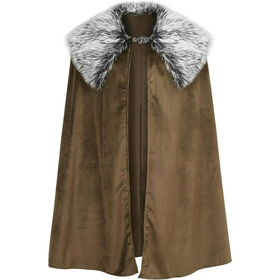 Renaissance Faux Fur Collar Cloak Medieval Vintage Cape Viking Cape King Lord Cosplay Cloak