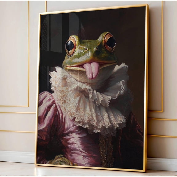 Renaissance Frog, Victorian Animal Portrait Art, Rococo Wall Art For Home Decor, Vintage Animal Art Wall Art, Modern Wall Decor, 12x18 UNFRAMED