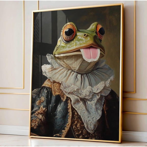 Renaissance Frog, Victorian Animal Portrait Art, Rococo Wall Art For Home Decor, Vintage Animal Art Wall Art, Modern Wall Decor, 8x12 UNFRAMED