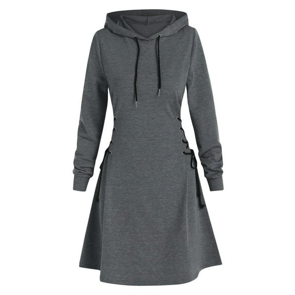 Renaissance Hood Dress for Women Drawstring Medieval Ren Fair Halloween Hooded Pullover Dresses Costume
