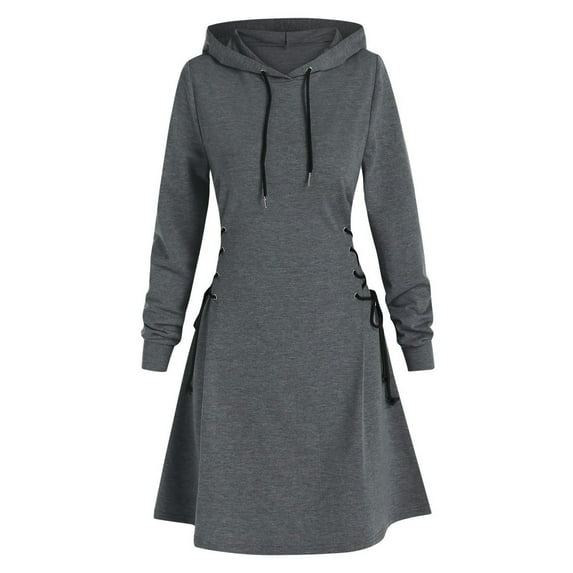 Renaissance Hood Dress for Women Drawstring Medieval Ren Fair Halloween Hooded Pullover Dresses Costume