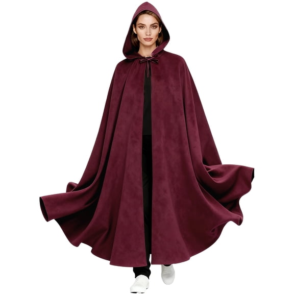 Renaissance Hooded Cape Medieval Cloak with Hood Halloween Gothic Robe with Party Prom, Funny Costume for Adults
