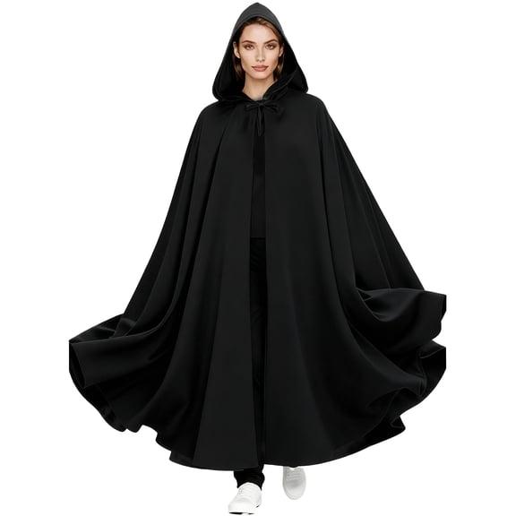 Renaissance Hooded Cape Medieval Cloak with Hood Halloween Gothic Robe with Party Prom, Funny Costume for Adults