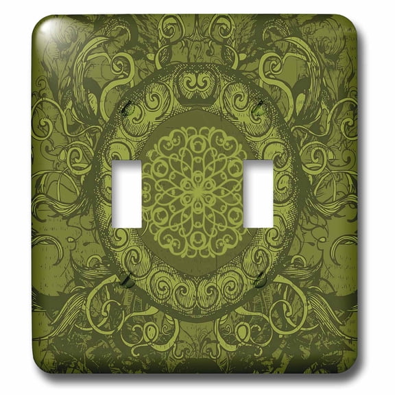 3dRose, Renaissance Inspired Oval Design In Green, double toggle switch