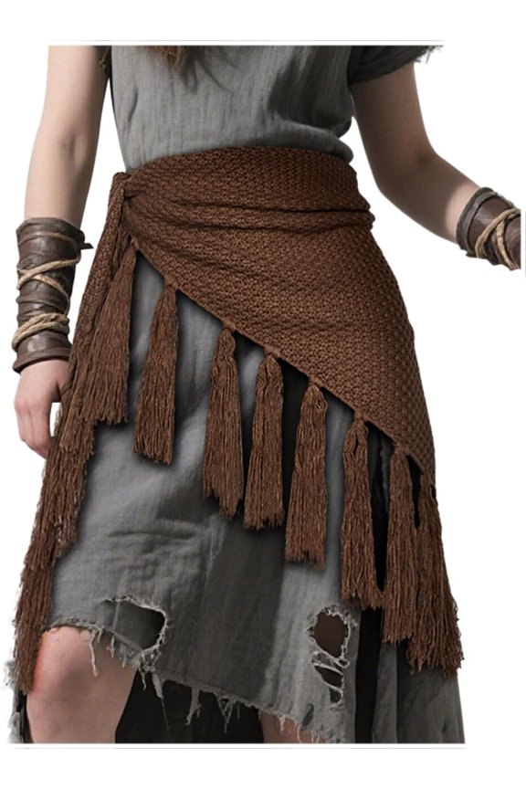 Renaissance Knitted Triangle Shawl Wrap with Fringe Versatile Cover up