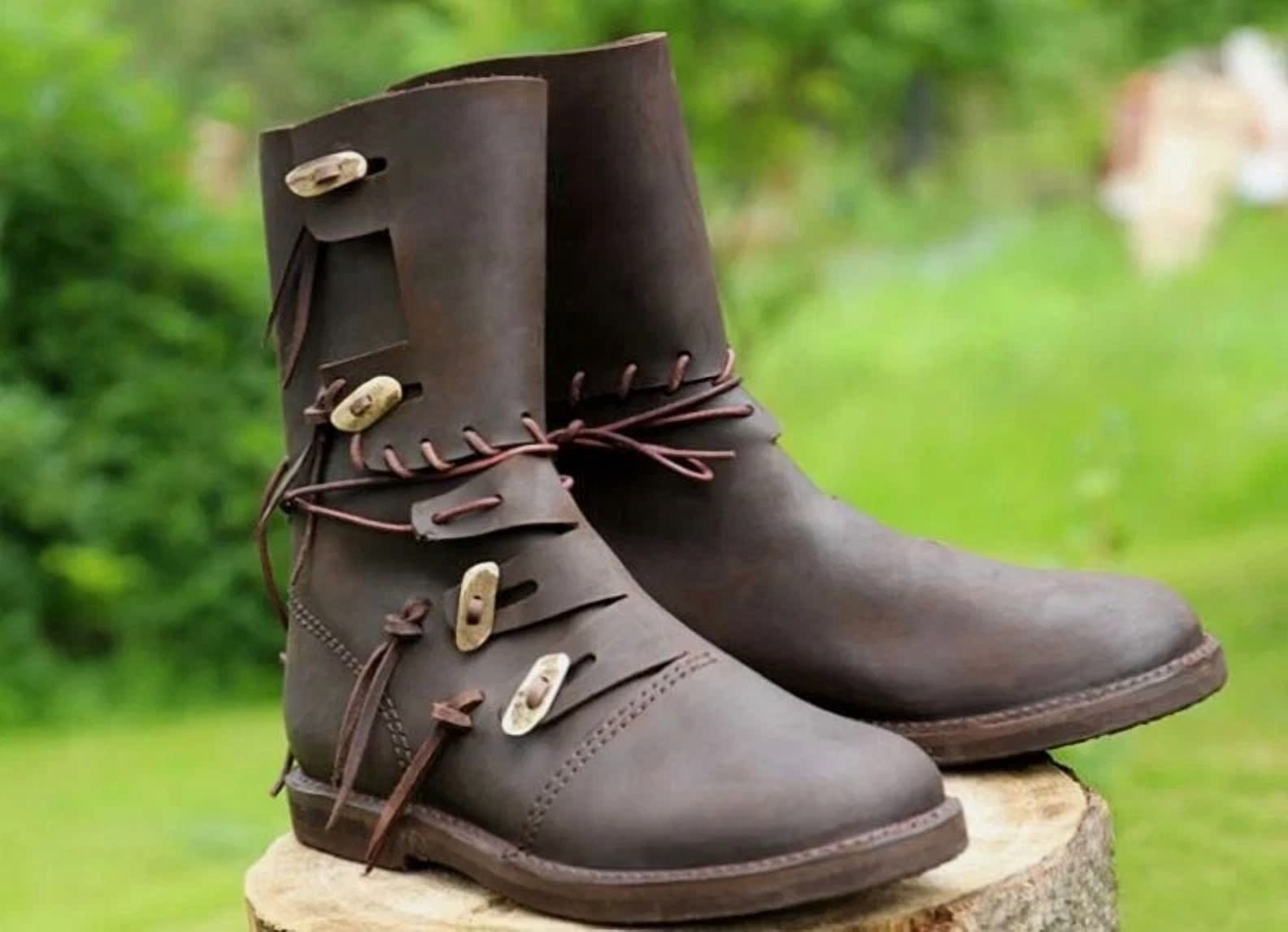 Renaissance Leather Viking LARP Shoes – Gosudar Medieval Mid 