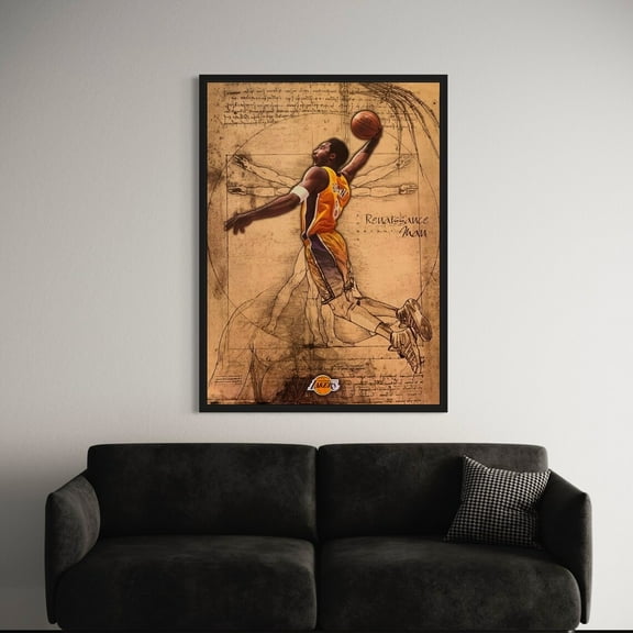 Renaissance Man Kobe Bryant Canvas Wall Art | Poster Print - Unique Basketball Artwork For Home & Office Decor - Perfect Sports Fans Gift, Unframed Poster Size 8x12