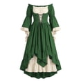 thumbnail image 1 of Renaissance Medieval Women Costume Dress Off Shoulder Corset Bell Sleeve Victorian Dresses Halloween Dress Green S, 1 of 8