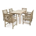 thumbnail image 1 of Renaissance Outdoor 7-Piece Hand-scraped Wood Patio Dining Set with Extension Table, 1 of 5