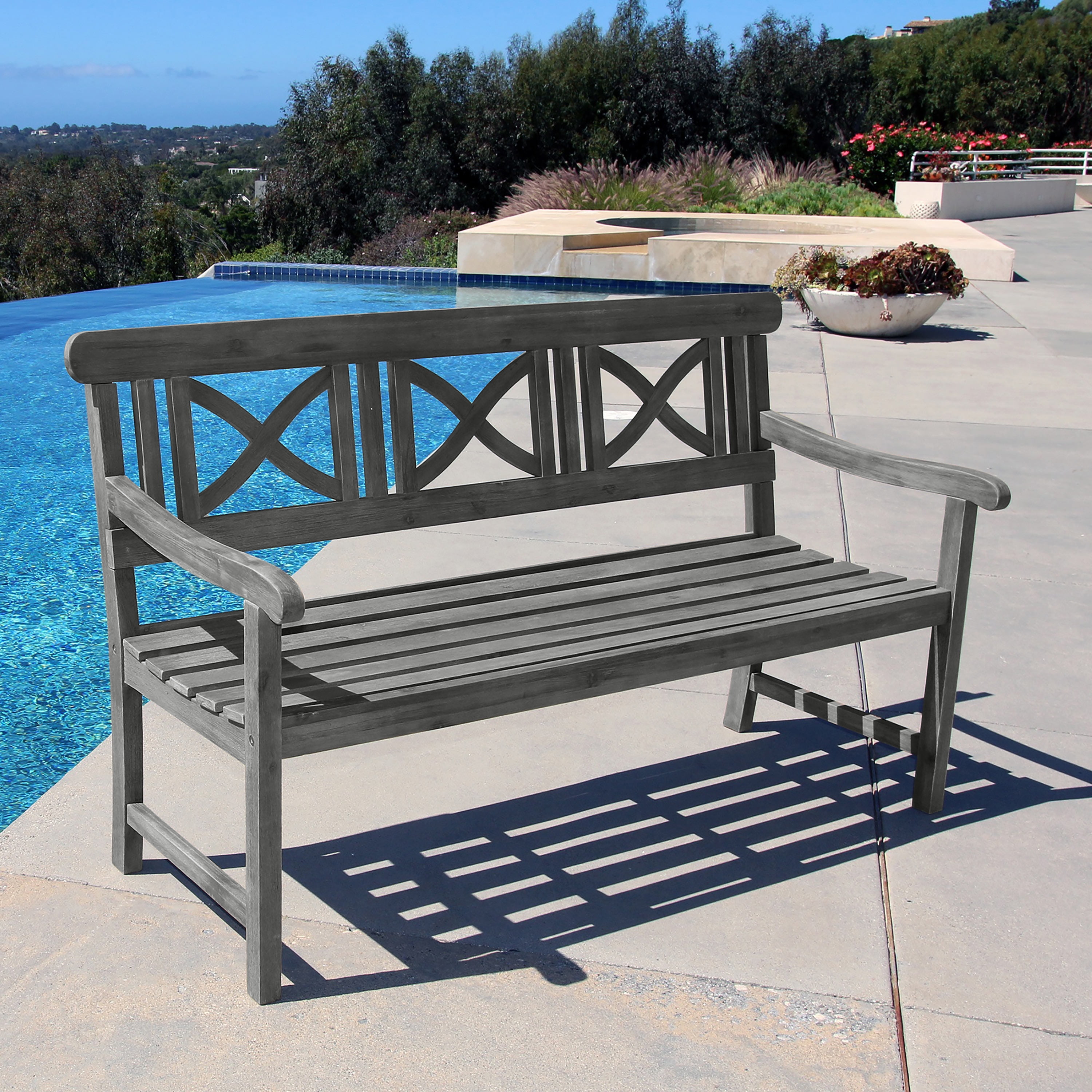 Renaissance Outdoor Hand scraped Wood Garden Bench Walmart