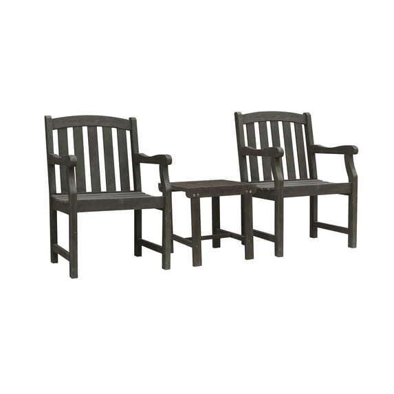 Renaissance Outdoor Patio Wood 3-Piece Conversation Set