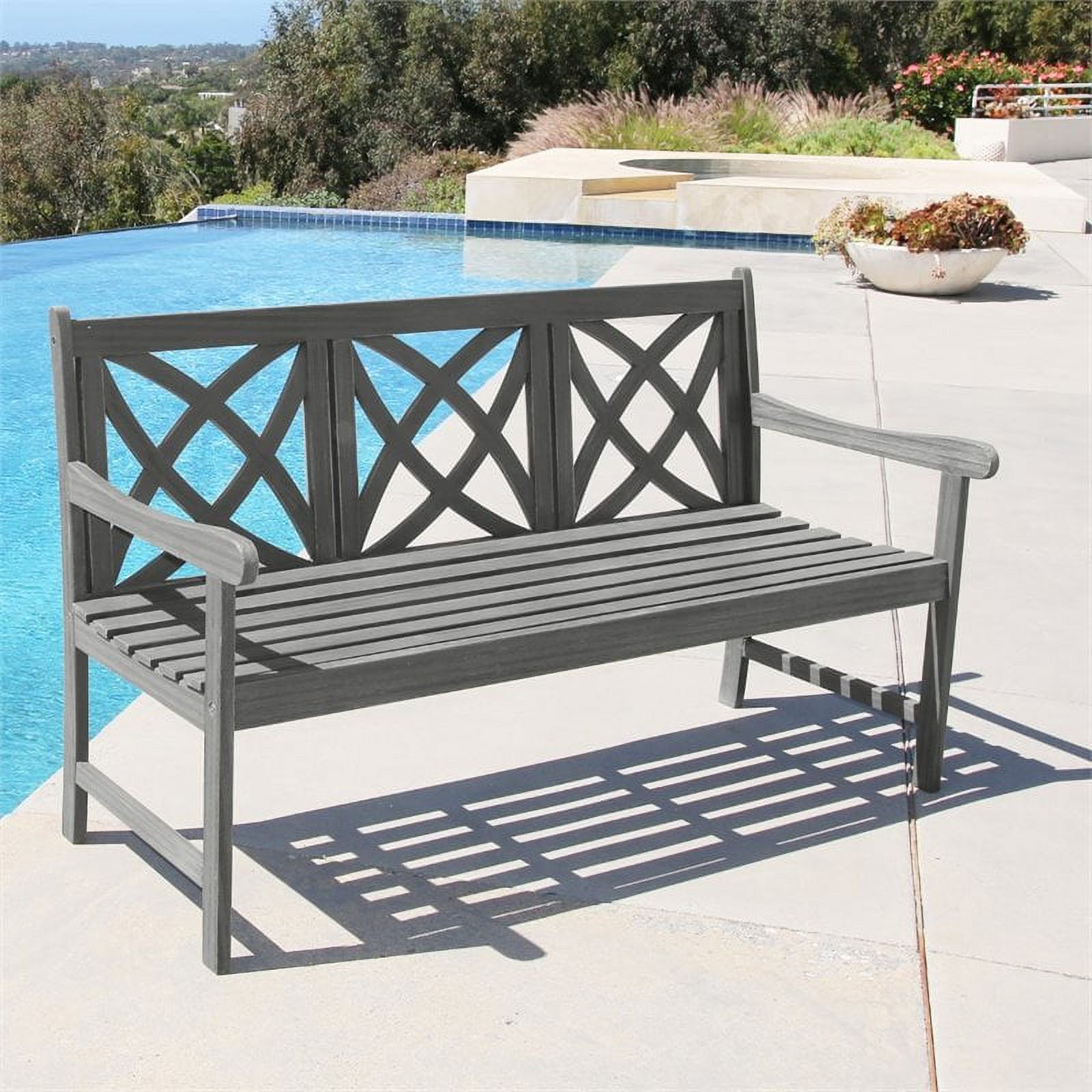 Mainstays Outdoor Raised Wood Bench Dark Brown