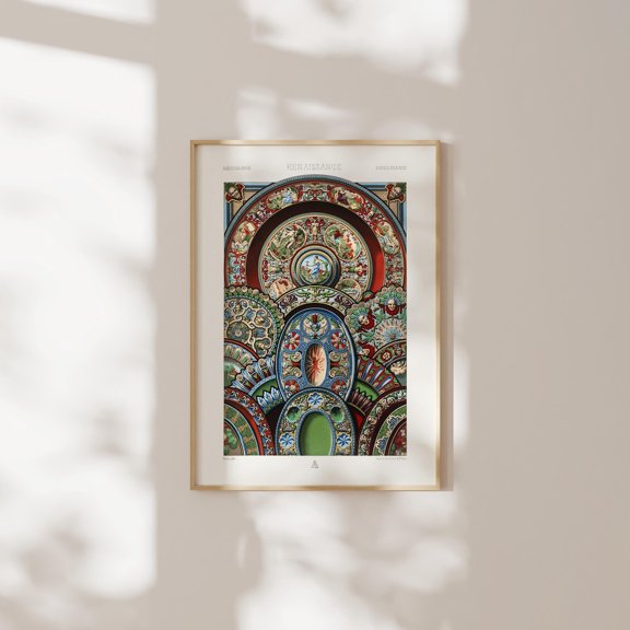 Renaissance Pattern Albert Racinet Artwork Lornement Polychrome Scenic Wall Art Unframed Paper Print