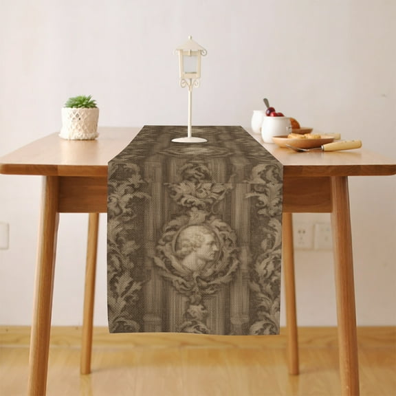 Renaissance Pattern Table Runner, Seasonal Fall Winter Kitchen Dining Table Decoration for Home Party Decor 13 x 72 Inch