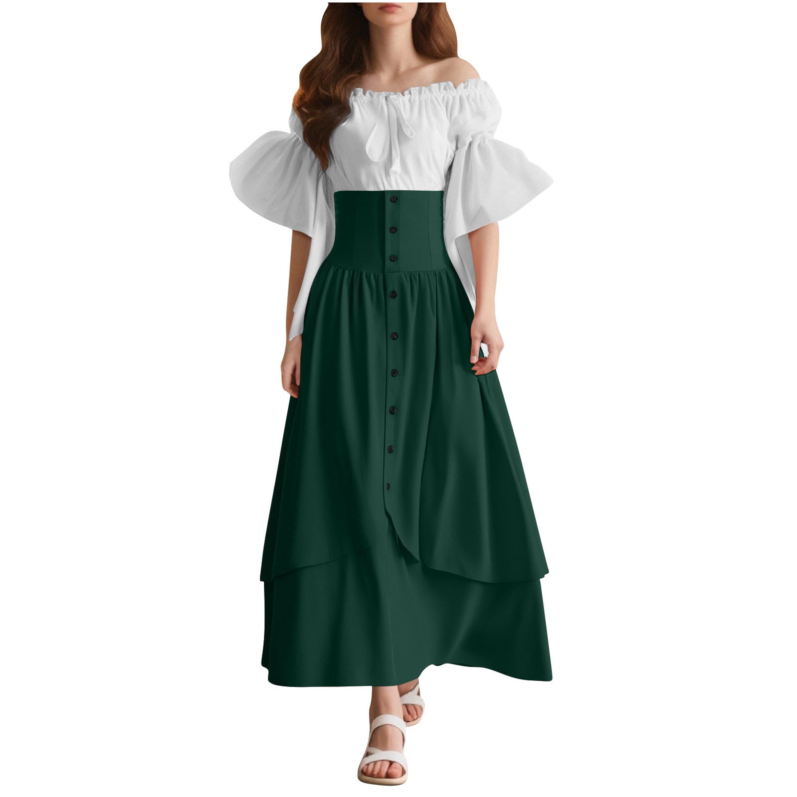 fall peasant dresses Isn't It Romantic Maxi Peasant Dress Teal / S main image 0