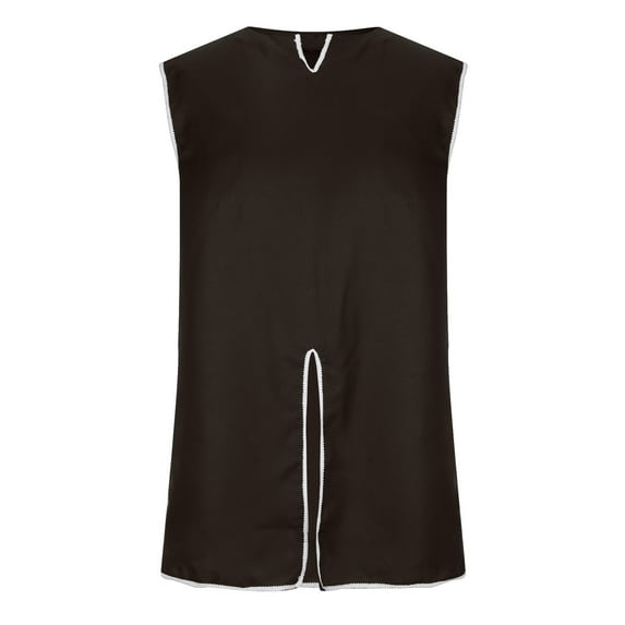 Renaissance Priest Top for Men Sleeveless Tank Vest Romper Split Medieval Performance Party Outfit No Belt (Medium, Brown)