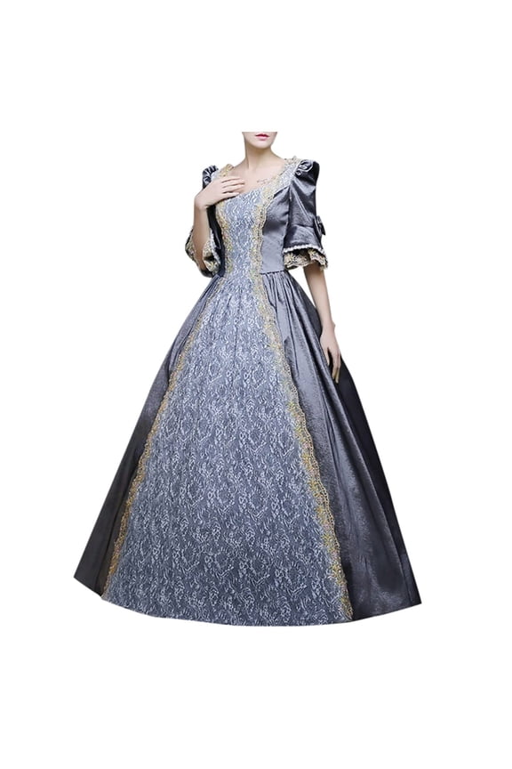 Renaissance Princess Costume Victorian Ball Gown Elegant Flare Sleeve Lace Ruffle Royal Fairytale Dress