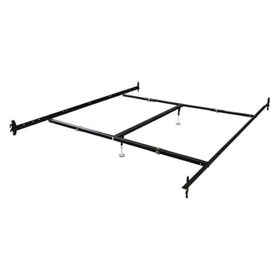 Renaissance Refinement Hook-On Bed Rails 82" L x 1.5" W x 6" H Queen/ King Rails with Center Support Bar and Two Glides Providing Durable, Easy Fit for Stable Bed Frames