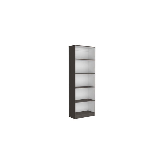 Renaissance Romance 4 Shelf Bookcase 11.7" x 28.35" x 71.1" in Matt Gray White with Spacious Multi-Tier Shelves and Functional Lower Storage