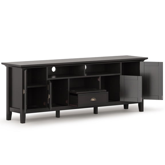 Renaissance Romance Solid Wood Wide TV Media Console Stand with Open Shelving and Storage, Transitional Entertainment Center for Living Room