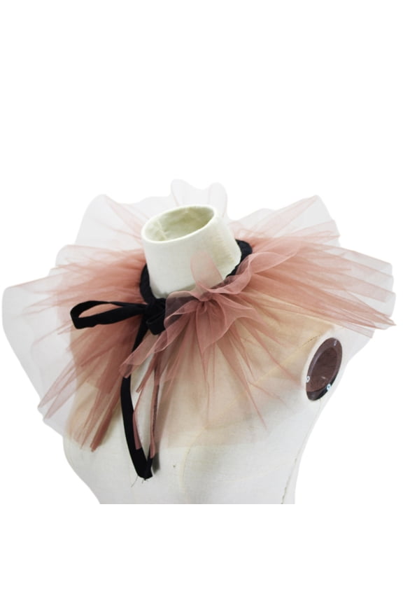 Renaissance Ruffle Collar Victorian Neck Costume Props Victorian Ruffled Mesh Faux Collar Shawl Neck Ruff