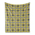 thumbnail image 1 of Renaissance Soft Flannel Fleece Blanket, Retro Damask Motif Mosaic Tiles with Antique Ornamental Baroque Effects, Cozy Plush for Indoor and Outdoor Use, 50" x 60", Yellow Black White, by Ambesonne, 1 of 5