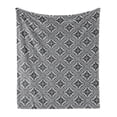 thumbnail image 1 of Renaissance Soft Flannel Fleece Throw Blanket, Victorian Damask in Contemporary Minimalist Tones with Art Deco Effects, Cozy Plush for Indoor and Outdoor Use, 50" x 60", Black and White, by Ambesonne, 1 of 5