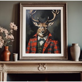 Renaissance Stag Animal Stag Portrait Male Stag Print Stag Wall Art Fun Animal Portrait