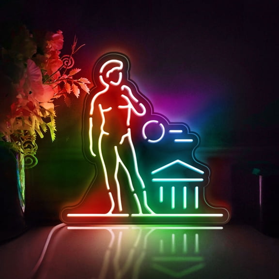 Renaissance Statue David Led Light Box, Dimmable Neon-Like Light Signs USB Power for Wall Decor Bedroom Decoration, Color Flow Effect (WxH) 16"x16"