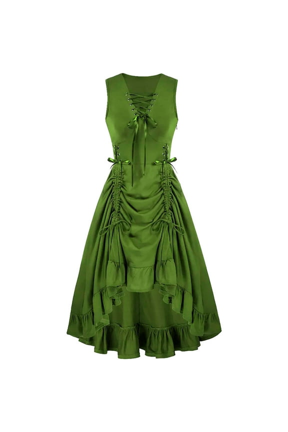 Renaissance Steampunk Dress Lace Up High Low Pirate Dress Irish Regency Dress Retro Ren Faire Costume