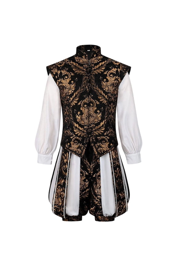 Renaissance Tudor Costume For Men Elizabethan Era Nobleman Doublet Vest & Pumpkin Pants