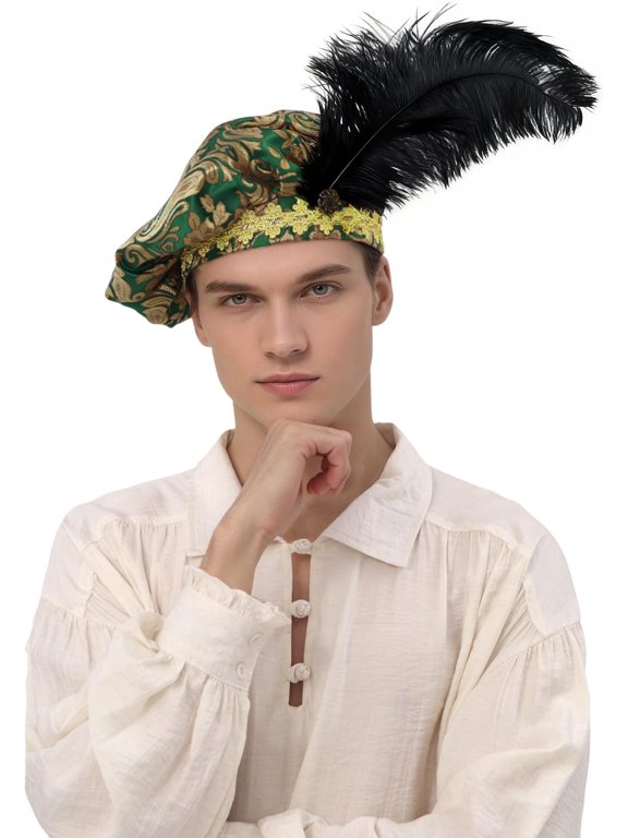 Renaissance Tudor Flat Beret Hats with Mens Beret Hats Painter Cap Classic Medieval Costume