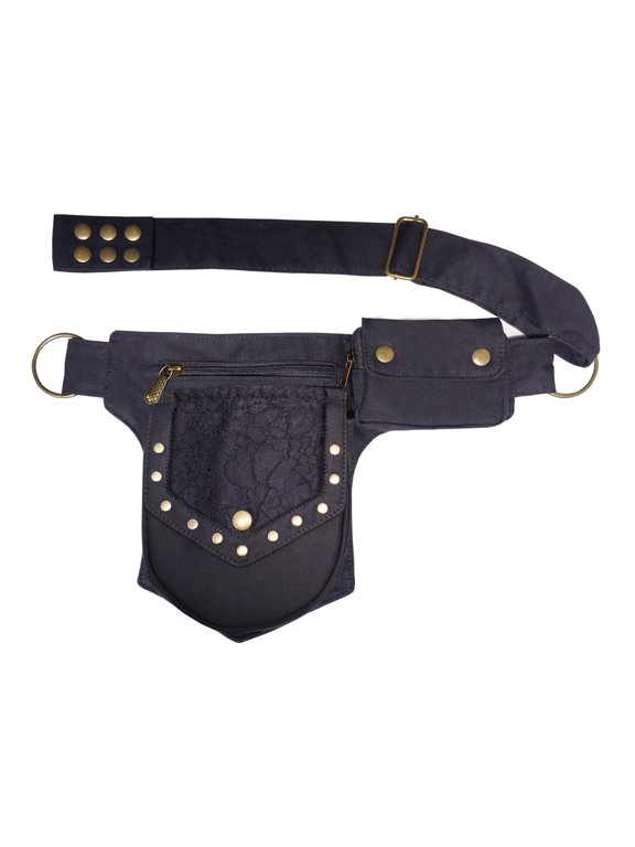 Renaissance Waist Bag for Women - Lace Thigh Hip Bag in Black
