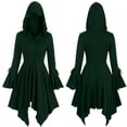 thumbnail image 1 of Renaissance Witch Costume, Halloween Cosplay Gown, Medieval Button Dress, Witch Hooded Dress, Gothic Cape Dress Retro Hooded Ruffle Sleeves Irregular Skirt Women'S Cape Coat, Green XXL, 1 of 6