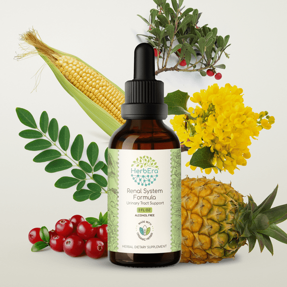 HerbEra Renal System Formula Extract, Dietary Supplement Herbal Formula, Made from Cranberry, Corn Silk, Uva Ursi Leaf,Moringa Leaf, Oregon Grape Root 2 oz