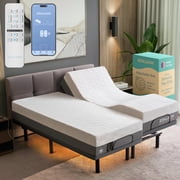 Renanim SFE Split King Adjustable Bed Frame with Mattress   10" Gel Memory Foam - Zero Clearance, Electric Massage, Wireless Remote for Head & Foot Lift, Zero Gravity - Underbed Lights & 4 USB Ports