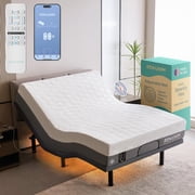 Renanim SF Queen Adjustable Bed Frame with Mattress - 14 Hybrid Memory Foam - Electric Massage - Wireless Remote for Head & Foot Incline - Zero Gravity - Underbed Night Lights & 4 USB Ports