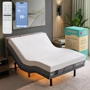 Renanim SFE Queen Adjustable Bed Frame with Mattress - 14" Gel Memory Foam - Zero Clearance, Electric Massage, Wireless Remote for Head & Foot Incline, Zero Gravity, Underbed Lights & 4 USB Ports