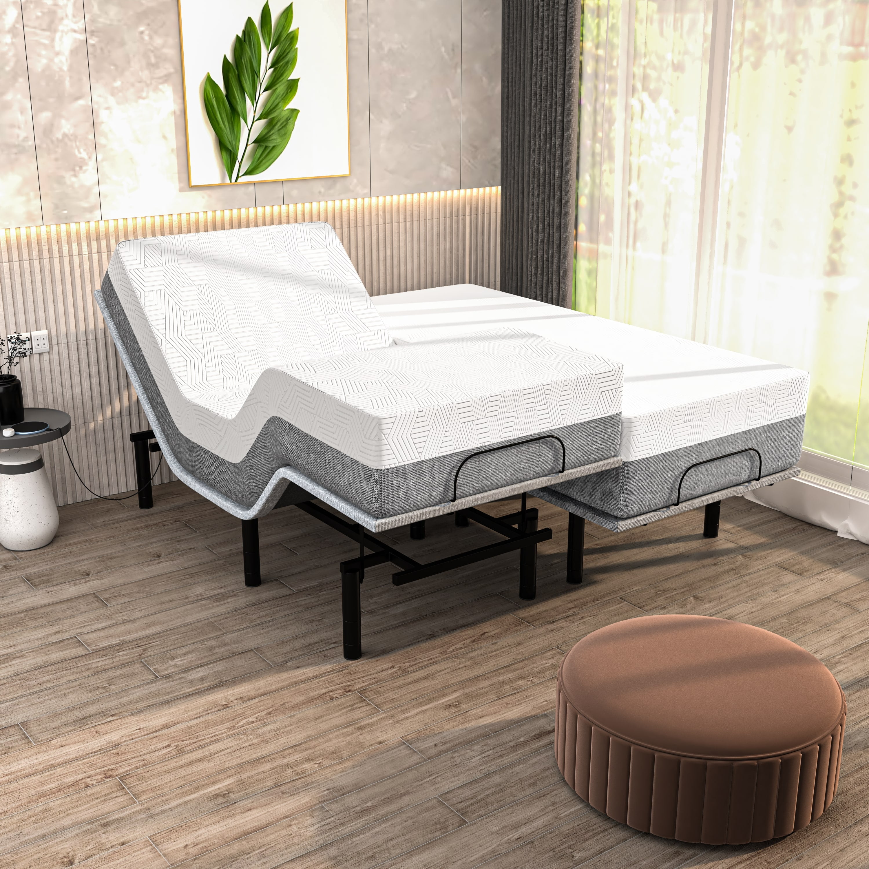 Renanim Serenityflex Adjustable Base & Hybrid Mattress Split KingSize Adjustable Base with 12