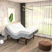 Renanim Serenityflex Adjustable Bed Frame with 14" Mattress Included Electric Massage - USB, Under Bed Light, Luxury Cooling Gel Memory Foam Mattress, App Contr