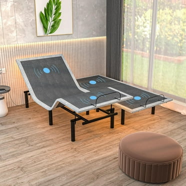 Renanim Serenityflex Adjustable Bed Frame with Electric Dual Massage - USB, Under Bed Light, Zero Gravity, App Control, Head and Foot Incline, Reclining Base Split King