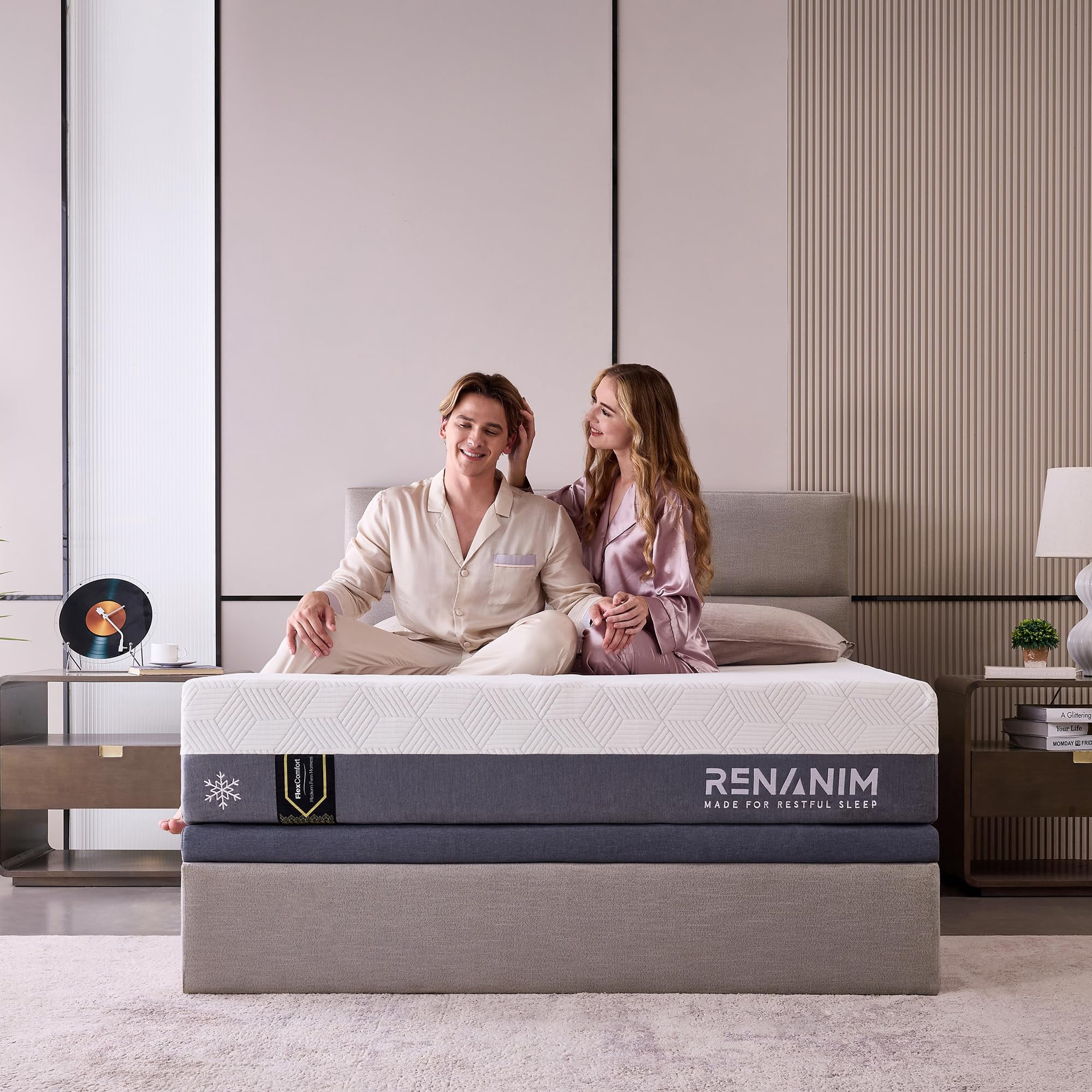 Renanim Twin XL Medium Firm Cooling Gel Memory Foam Mattress - 14 Inch ...