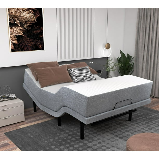 Renanim Zero Clearance Adjustable Bed with 12 inch Medium Mattress