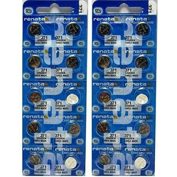 Renata 20 Silver Oxide 371 Zero Mercury Electronic Batteries
