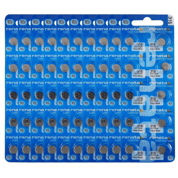 Renata 315 SR716SW Batteries - 1.55V Silver Oxide 315 Watch Battery (100 Count)